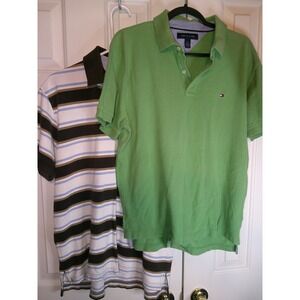 Lot of 2 Vintage Tommy Hilfiger Polo Shirts Striped Short Sleeve Mens‎ Large